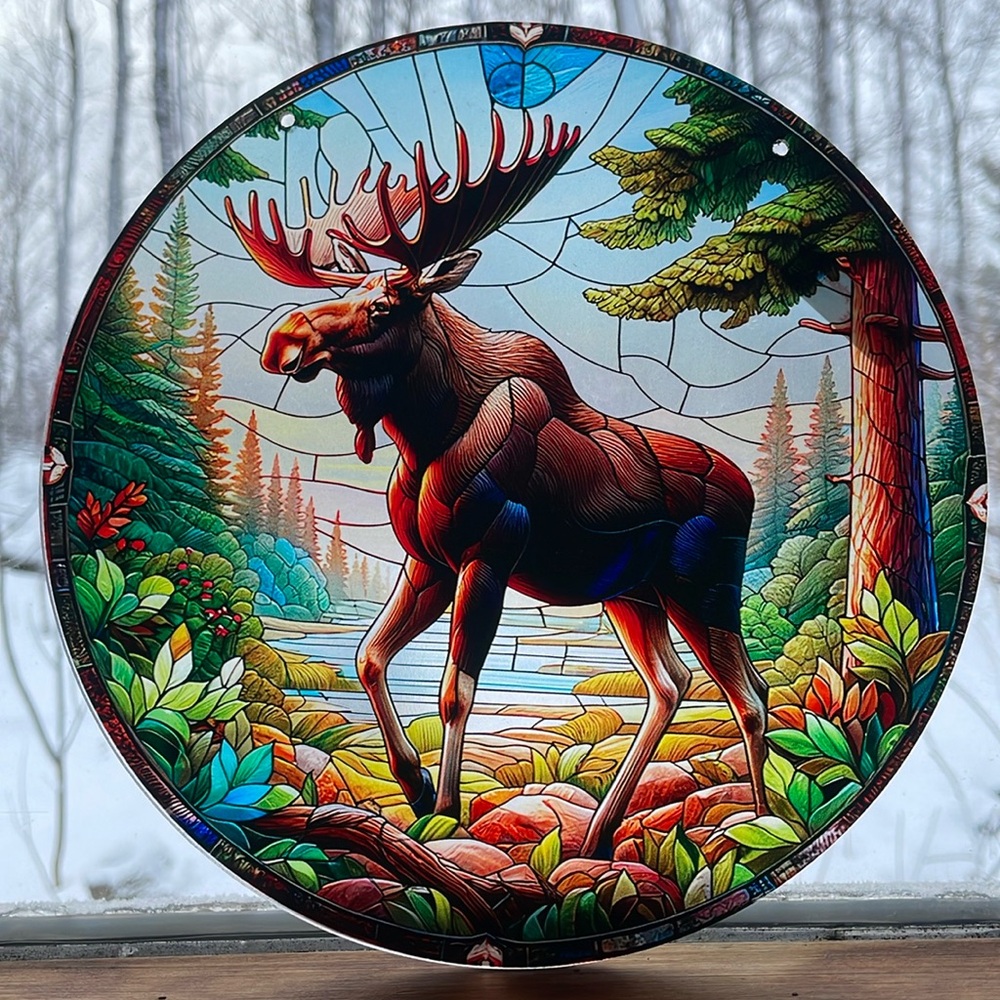 Suncatcher Acrylic Canadian Moose Wildlife Decorative Home Cabin Decor  8”
